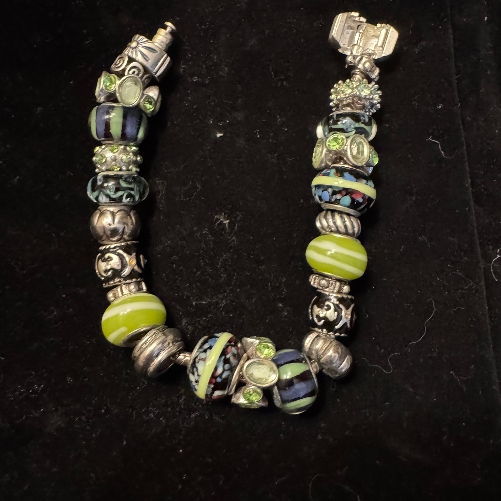 Green and Blue Pandora Style Bracelet/Bag Charm
